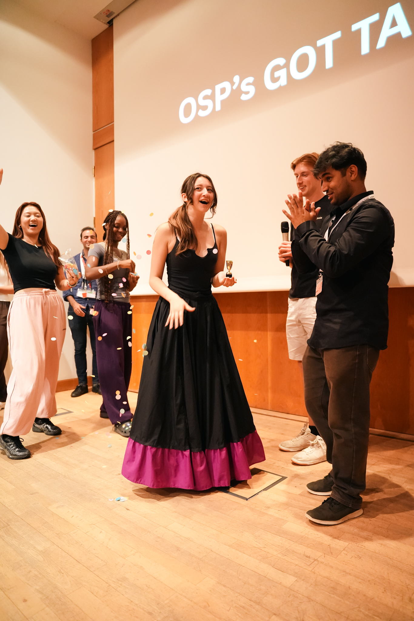 Oxford summer school students having talent show